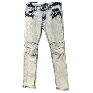 Trestles Supply Co Distressed Moto Skinny Jeans Mid Rise Acid Wash Womens Sz 14